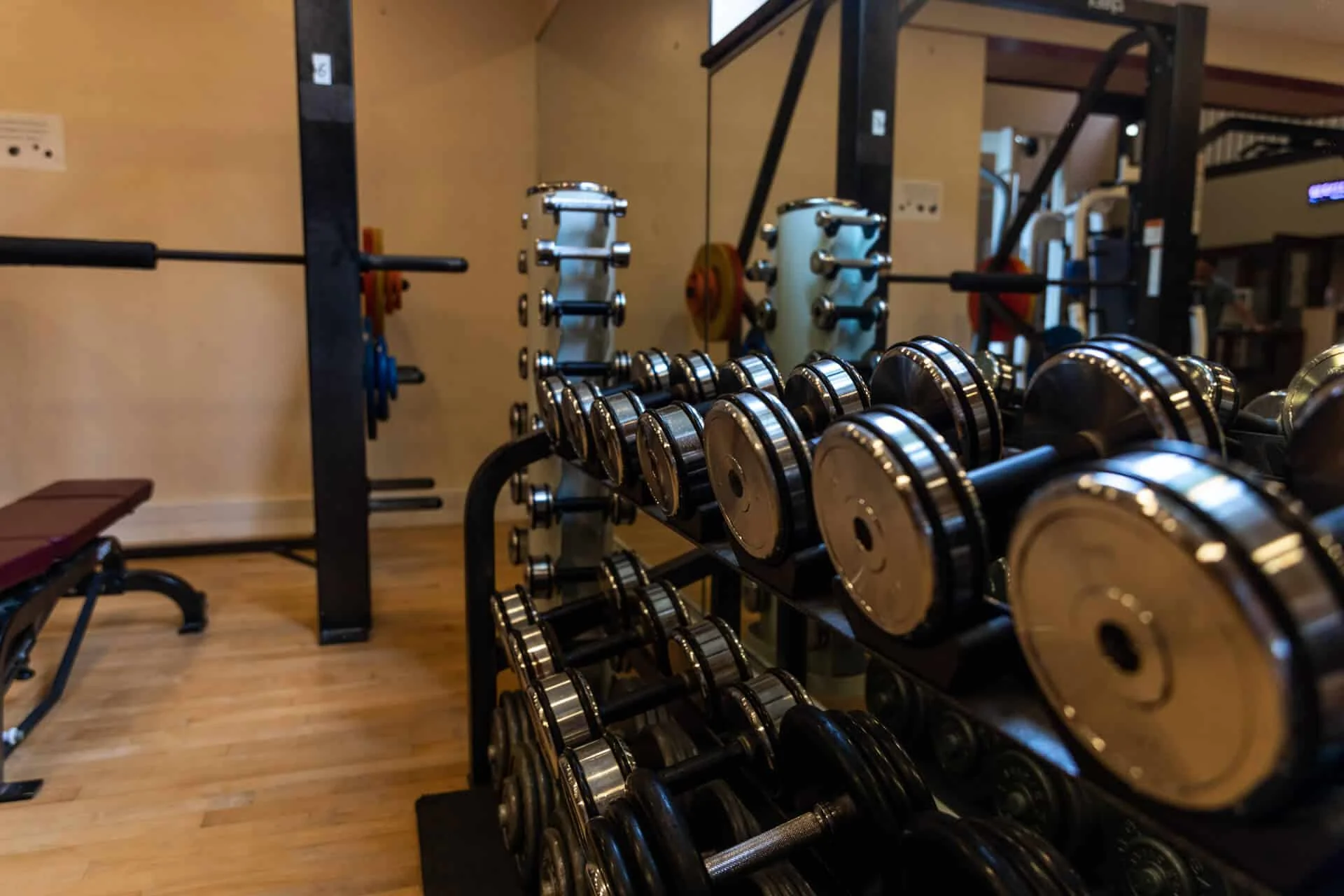 Espace musculation avec haltères